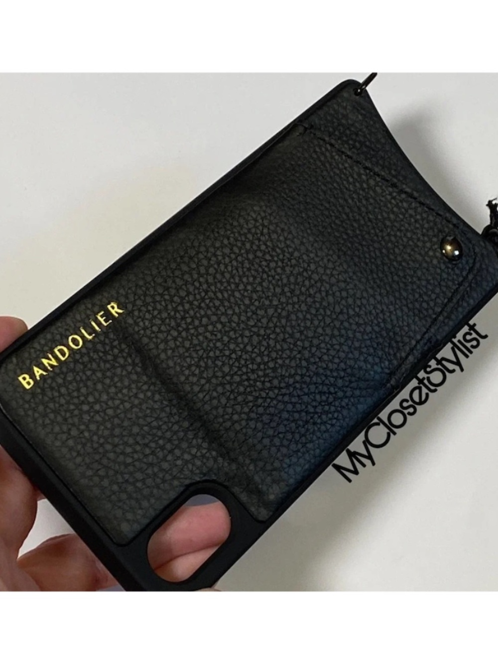 BANDOLIER Black Leather Wallet iPhone XS MAX Crossbody CASE NEW! Pewter Unisex